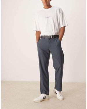 Abercrombie & Fitch Straight Leg Relaxed Tailored Trousers - Blue