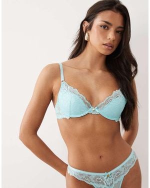Boux Avenue Sujetador Balconette Azul Aguamarina De Encaje Floral Harper De