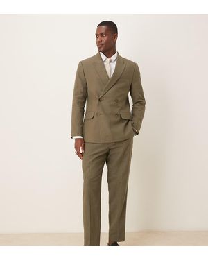 Abercrombie & Fitch Pantalones De Traje Oliva Clásicos De Tejido Con Lino De (Parte De Un Conjunto) - Neutro