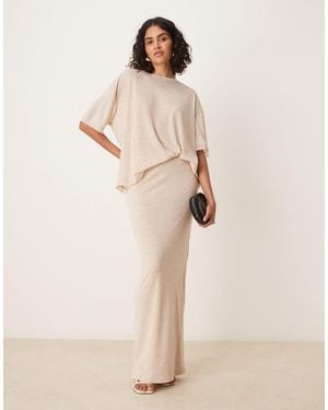 SNDY'S Fine Knit High Waisted Maxi Skirt Co-ord - Natural