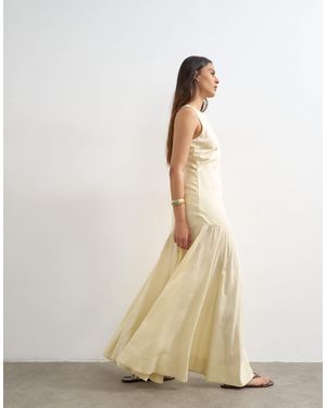 TOPSHOP – midikleid mit hohem leinenanteil - Natur