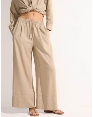 Calzedonia Linen And Viscose Palazzo Trousers - Natural