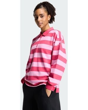 adidas Originals Essentials Contemporary French Terry Longsleeve Polo - Red