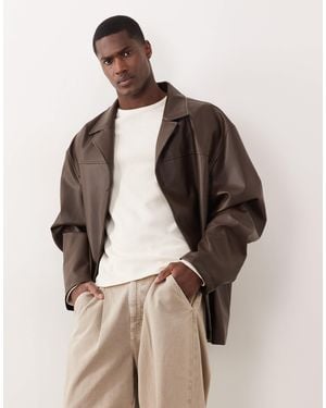 ASOS Faux Leather Shacket - Natural
