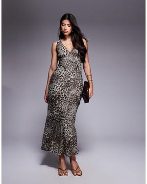 Princess Polly Nellie Deep V Tie Detail Maxi Slip Dress - Multicolor