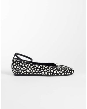 ASOS Lilibelle Premium Hair On Real Leather Ballets Black And White Mix