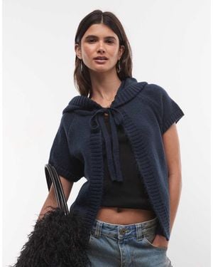 Collusion Cardigan Con Cappuccio E Chiusura A Nodo Frontale - Blu