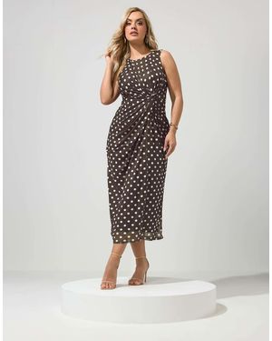 Yours Clothing Polka Dot Maxi Dress - Brown