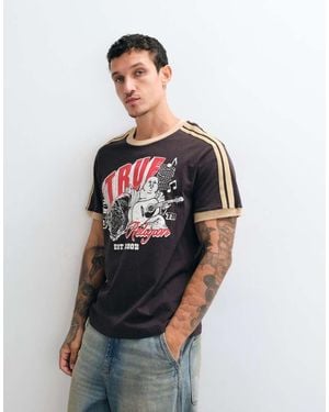 TRUE RELIGION T-Shirt Con Logo Grafico E Maniche Corte, Modello Ringer - Marrone
