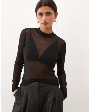 JJ Rebel Long Sleeved Mesh Top - Black
