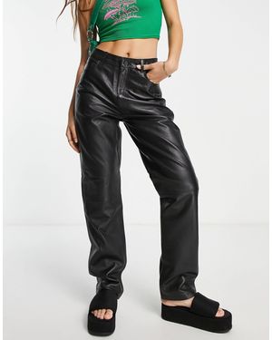 JJXX Real Leather Straight Leg Pants - Black