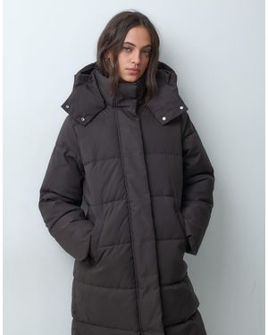 Jdy Longline Hooded Puffer Coat - Gray
