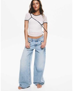 Pull&Bear Jeans Met Wijde Pijpen En Lage Taille - Blauw