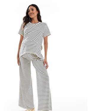 Mama.licious Mamalicious Maternity Wide Leg Jersey Trouser Co-ord - Blue