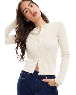 Daisy Street Getailleerd Kabelgebreid Vest - Wit
