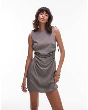 ASOS Open Back Tucked Waist Detail Mini Dress - Purple