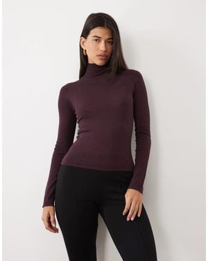 Pretty Lavish Fine Knit Long Sleeve Roll Neck Top - Purple