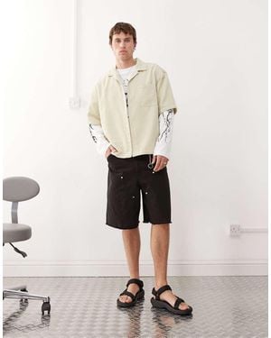 Weekday Oversized Corduroy Overhemd Met Reverskraag - Naturel