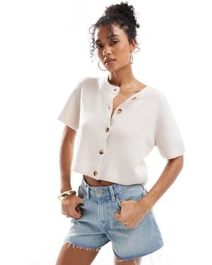 Brave Soul Short Sleeve Cardigan - White
