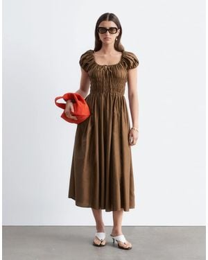 & Other Stories Vestito Midi A Maniche Corte - Bianco