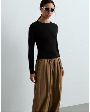 Oysho Rib Long Sleeve T-shirt - Black