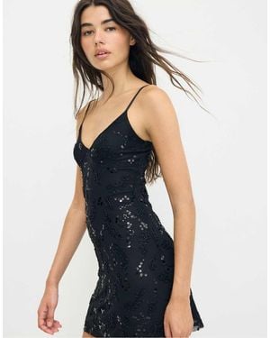 Stradivarius Rhinestone Short Dress - Blue