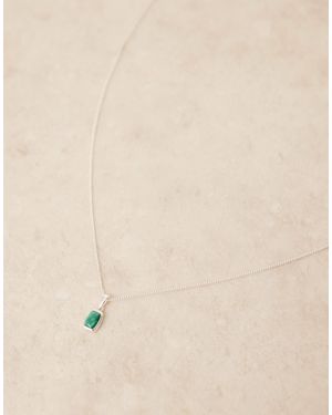 ASOS – halskette aus sterling mit malachit-halbedelstein-anhänger - Natur