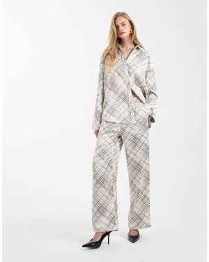 4th & Reckless Satin Elasticated Waist Wide Leg Trousers Co-Ord - White