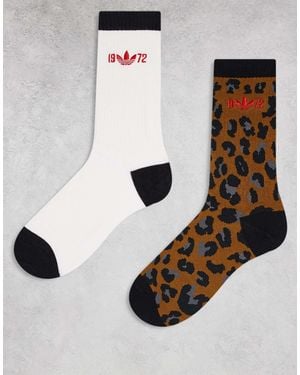 adidas Originals – 2er-pack crew-socken mit leopardenmuster - Schwarz