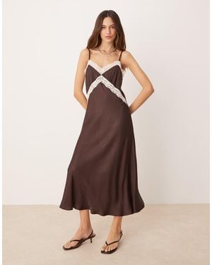 Nobody's Child Solene Lace Trim Maxi Dress - Brown