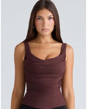 House Of Cb The Drape Neck Chocolate Corset Top - Purple