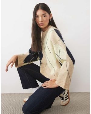 ASOS Argyle Jumper - Natural
