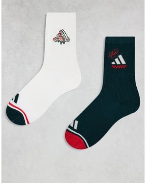 adidas Originals Adidas Training Socks With Pizza Graphic 2 Pack - Blue