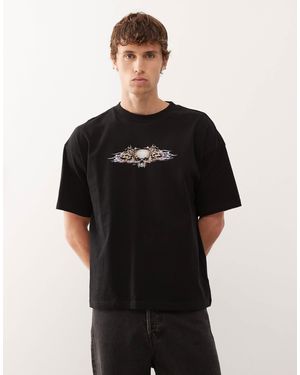 Weekday – great – kastiges t-shirt - Schwarz