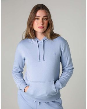 French Connection Cotton Blend Drawcord Kangaroo Pocket Hoody - Blue