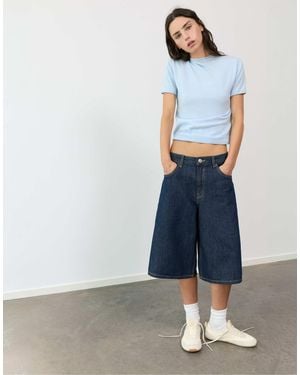 Pull&Bear Enganliegender pullover mit kurzen ärmeln - Blau