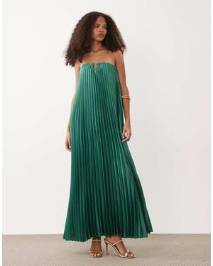 Abercrombie & Fitch Strapless Flowy Maxi Dress - Green