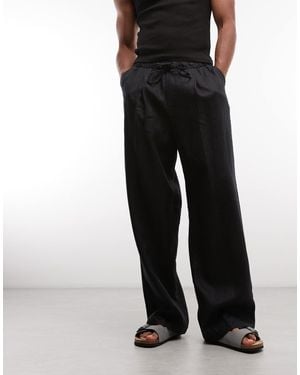 Weekday Pull On Linen Pants - Black