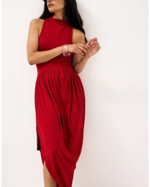 NA-KD Jersey Balloon Maxi Dress - Red