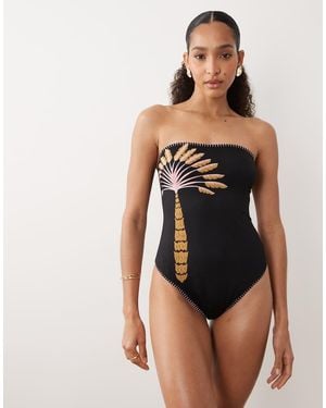 Never Fully Dressed Embellished Bandeau Swimsuit - Black