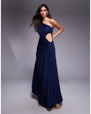Aria Cove Pleated One Shoulder Cut Out Maxi Dress - Blue