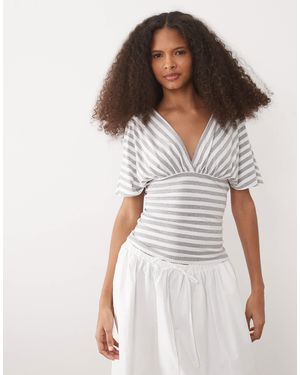 ASOS Plunge Sleeveless Tie Back Cinch Top - White