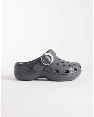 Crocs™ Zuecos Negros Con Hebilla Y Plataforma Classic De - Gris