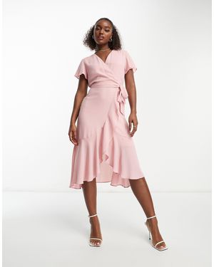 Style Cheat Wrap Midi Dress - Pink