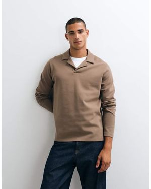 ASOS Polo A Maniche Lunghe Con Colletto A Rever - Neutro