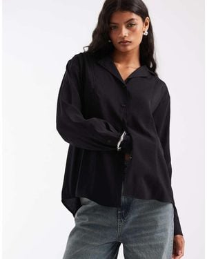 ASOS Camisa Negra Con Cuello Abierto - Negro