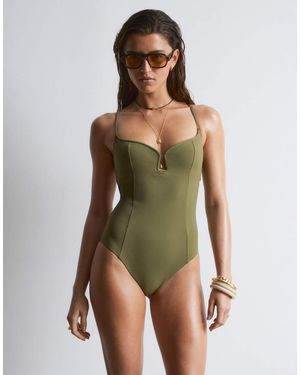 & Other Stories Ribbed U-front Swimsuit - Green