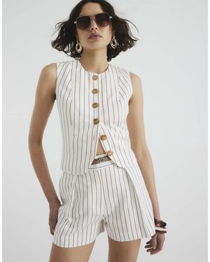 River Island Elegante Gestreepte Short - Wit