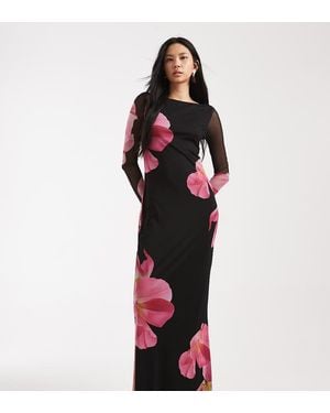 Vero Moda Long Sleeve Mesh Maxi Dress - Red