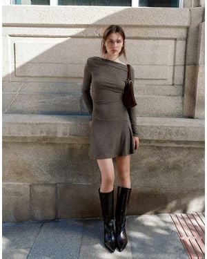 Pull&Bear Short Ruched Soft-touch Dress - Grey